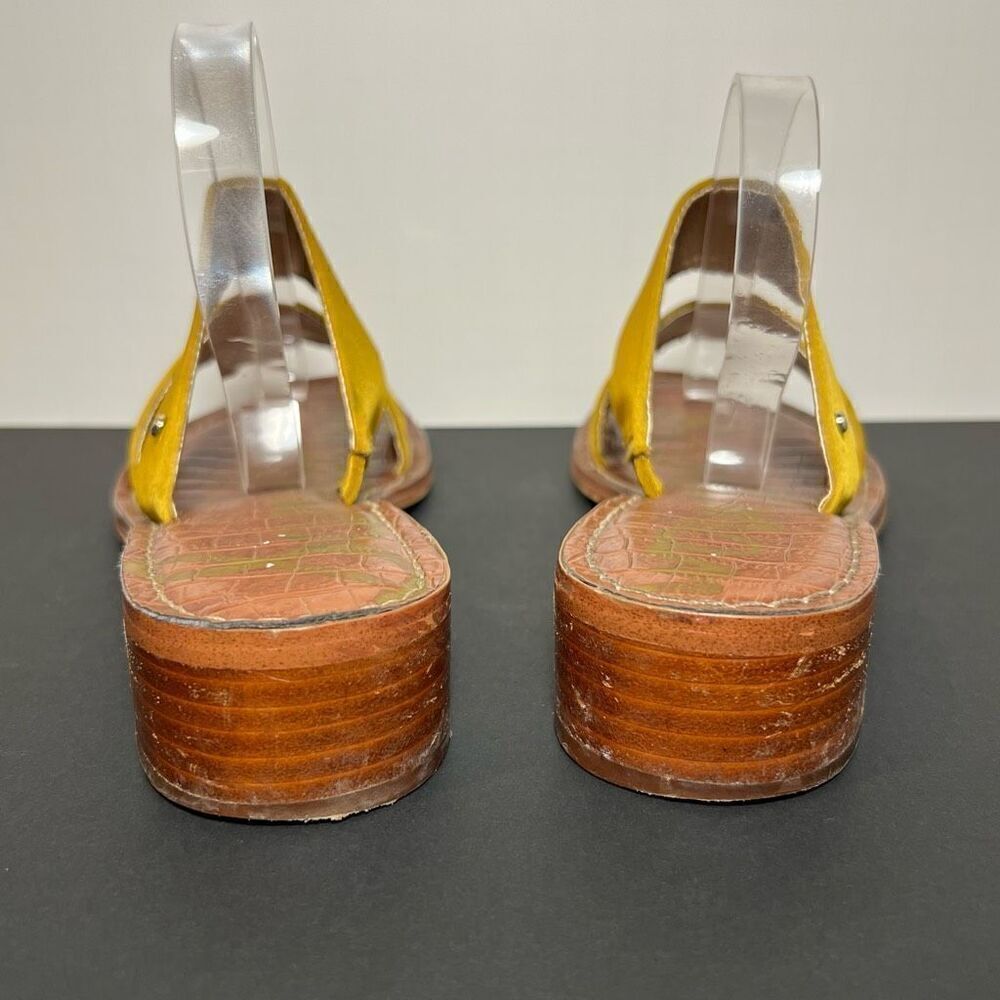 Womens SAM EDELMAN Jeni Gold Satin Block Heeled Sandals / Size 9 Medium - Picture 4 of 8